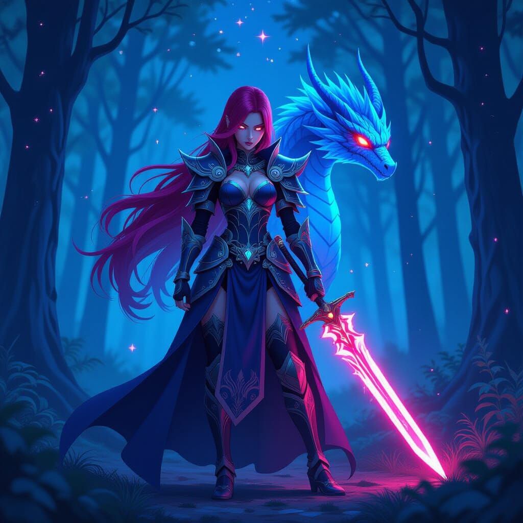 Erza Scarlet in Dark Empress Armor, 3D Anime Style