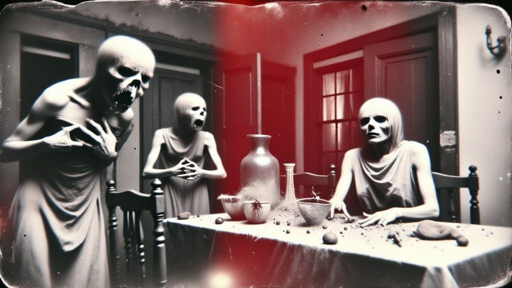 Grotesque Figure in Vintage Horror Photograph