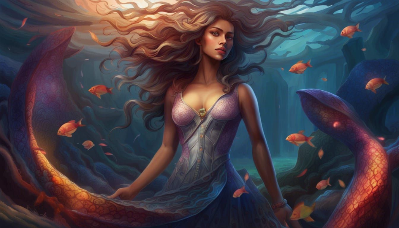 Majestic Mermaid in a Fantasy Seascape