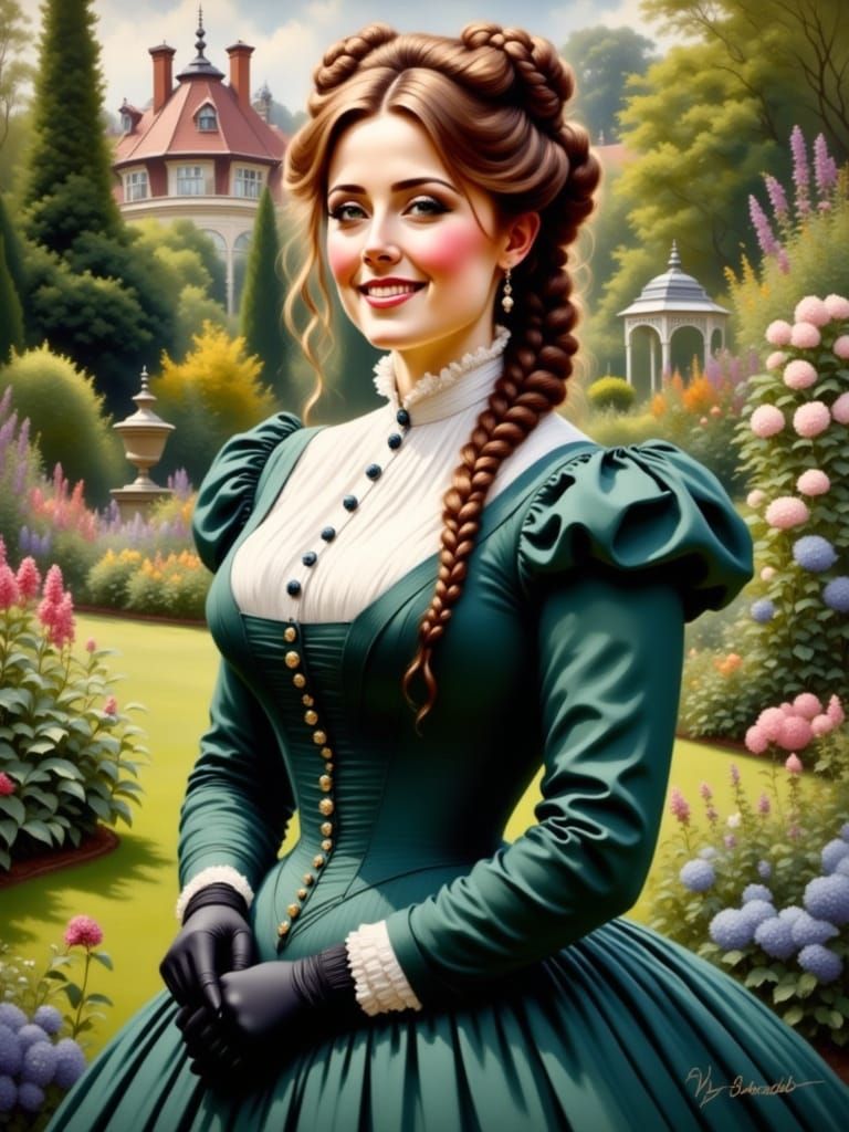 Victorian Woman Portrait in Oil Painting Style