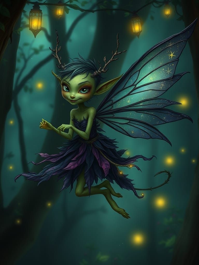 Mystical Fae Dancer in Twilight Woods