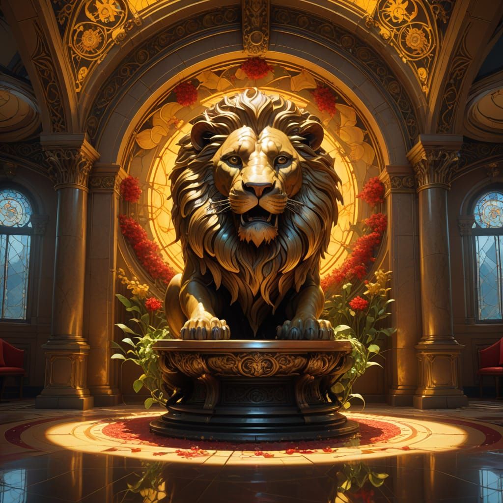 Ornate Council Chamber Interior in Art Nouveau Style