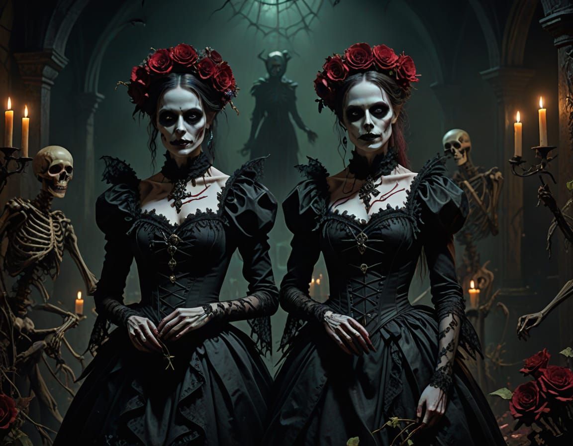 Undead Dancers in Gothic Oil Painting Style