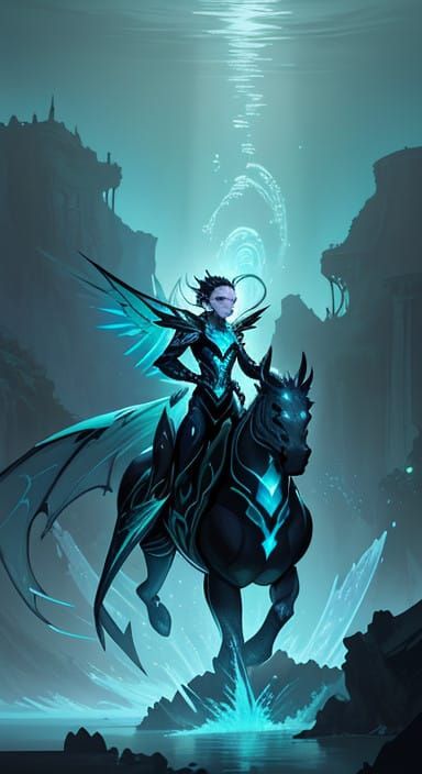 Epic Fantasy Scene in Cyberpunk Digital Art Style