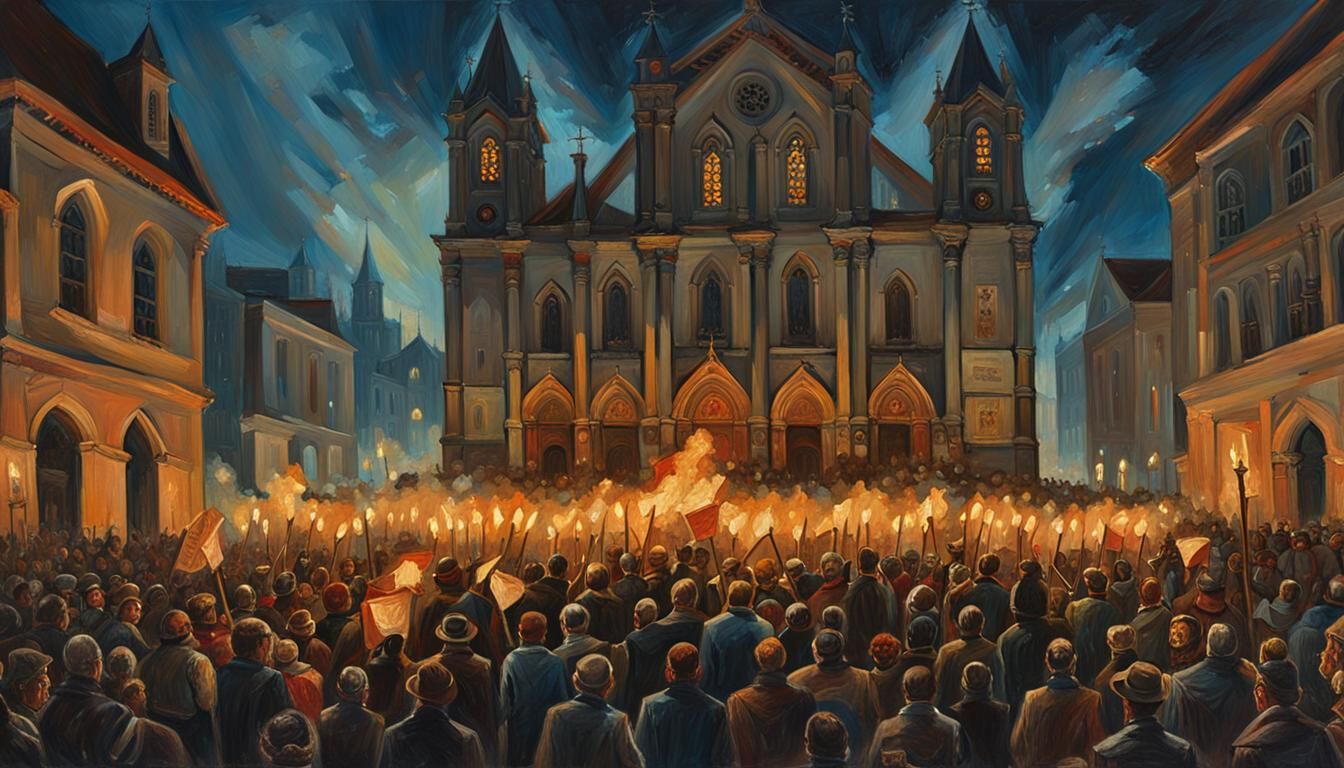 Dramatic Revolution Scene in Oil Painting Style