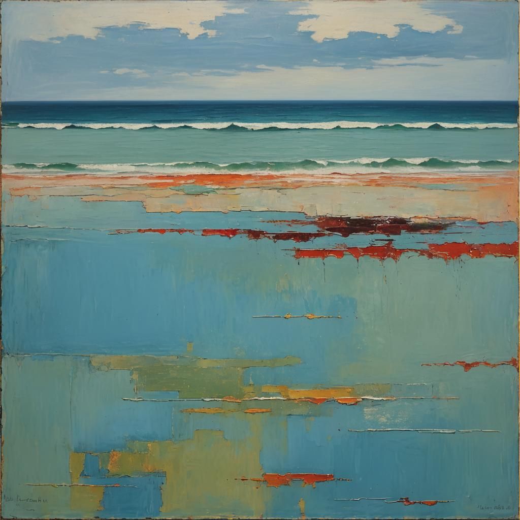 Abstract Blue Seascape in Rothko Style