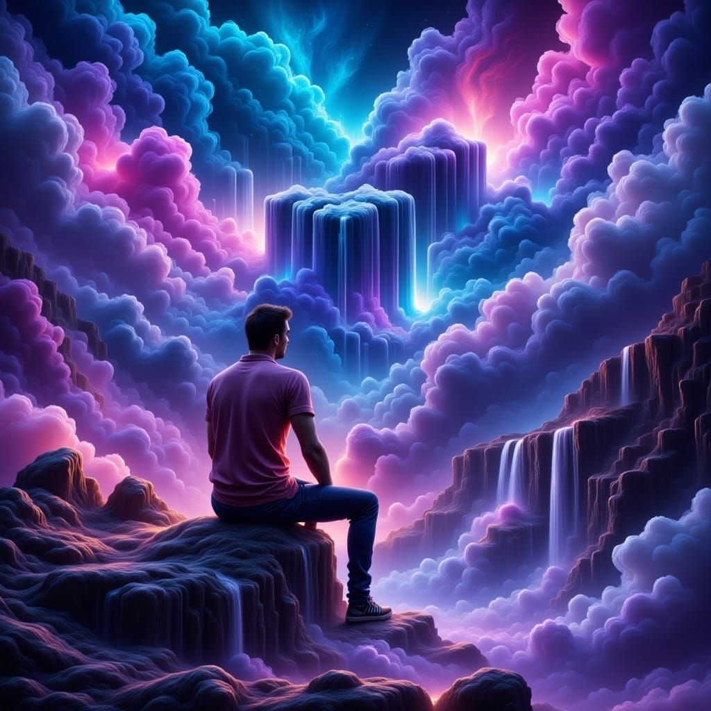 Longhorn Dam at Night with Flaming Diamond Sky