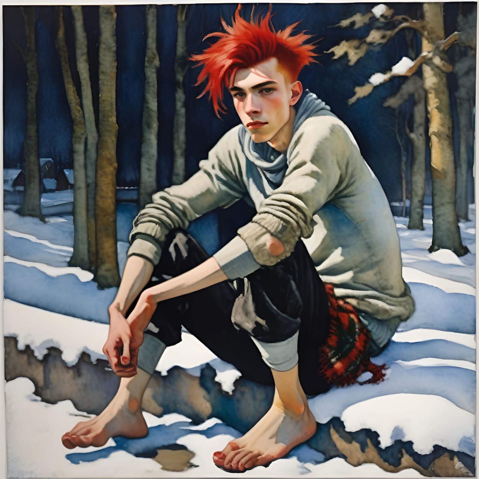 Barefoot Punk in Winter