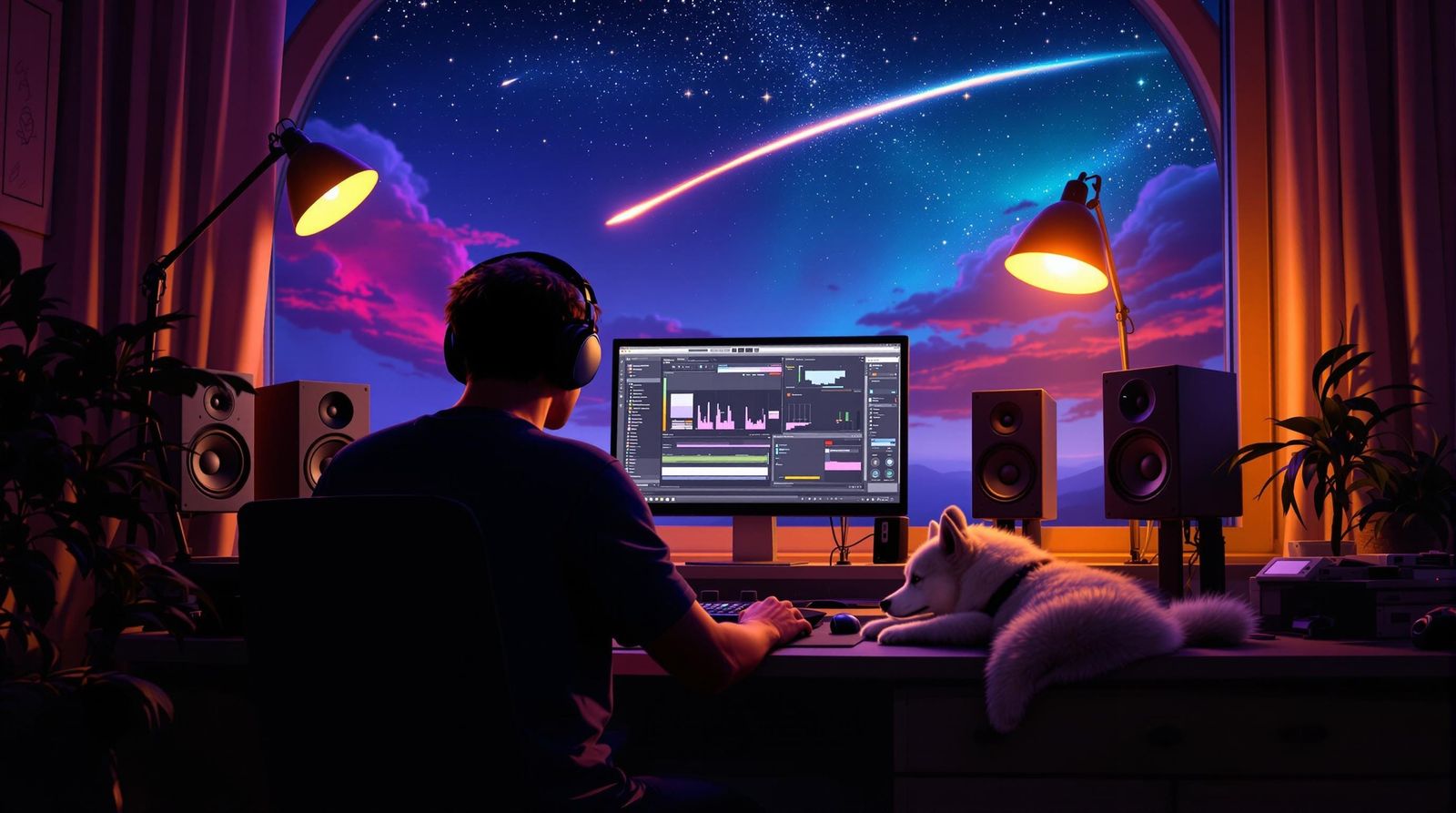 Lofi Music Producer in Contemplative Focus