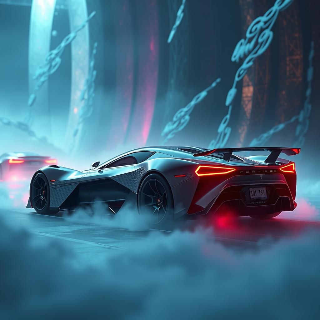 Elegant Futuristic Cars in Dreamlike Setting