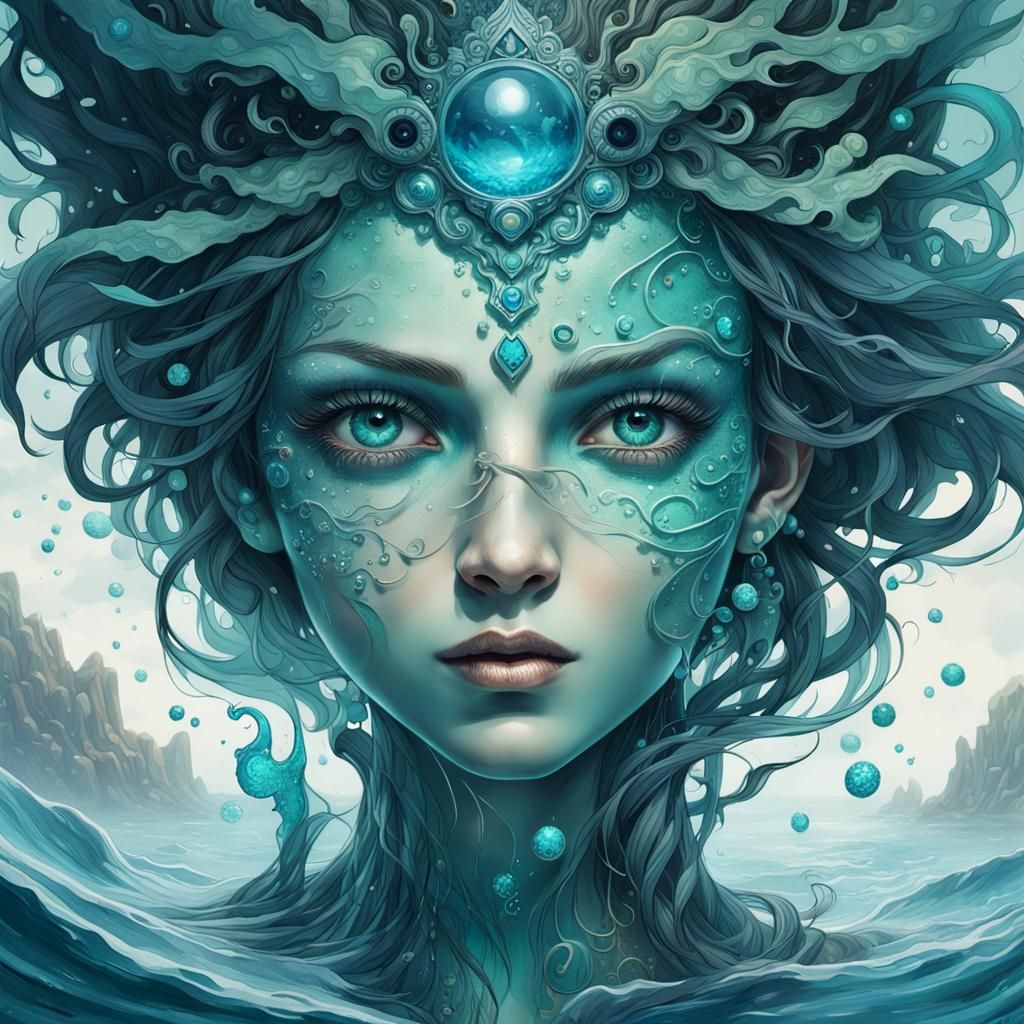 Water Elemental Portrait in Fantasycore Style