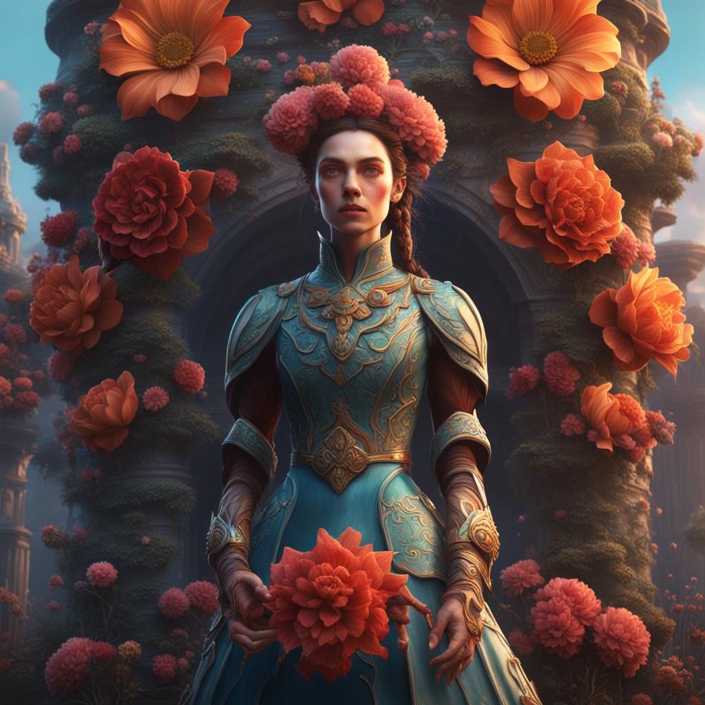 Womanlike Flower in Detailed Matte Painting Style