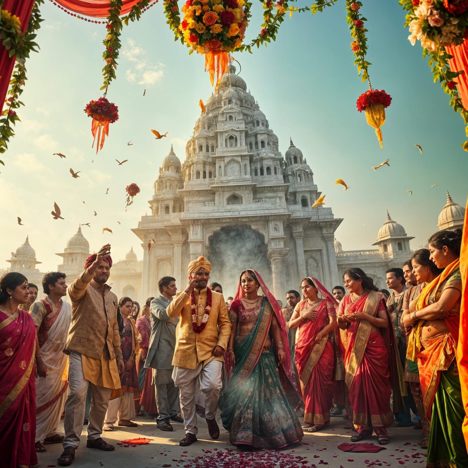 Surreal Indian Wedding Scene in Photorealistic Fine Art Styl...