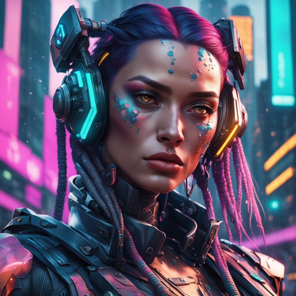 Cyberpunk Portrait in Hyperdetailed Digital Art Style