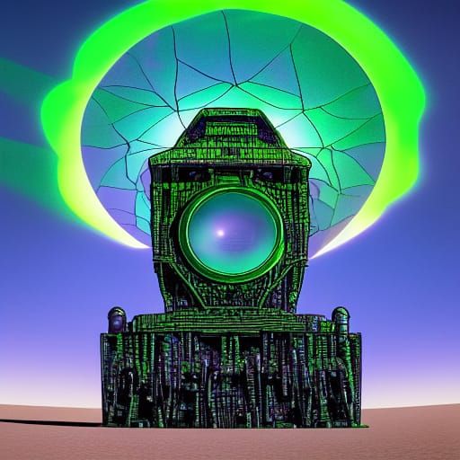 Radioactive Sculpture at Burning Man in Comic Art Style