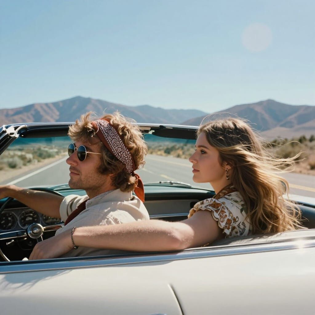 Bohemian Road Trip in 70s Convertible