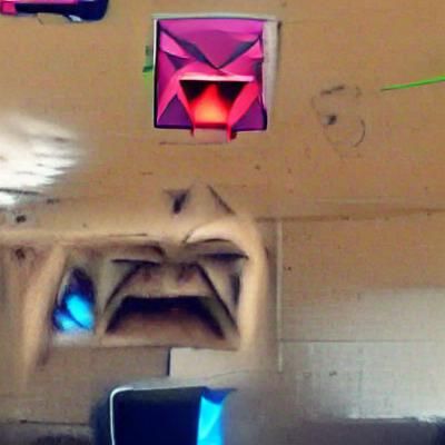Neon Geometric Demon Face Design
