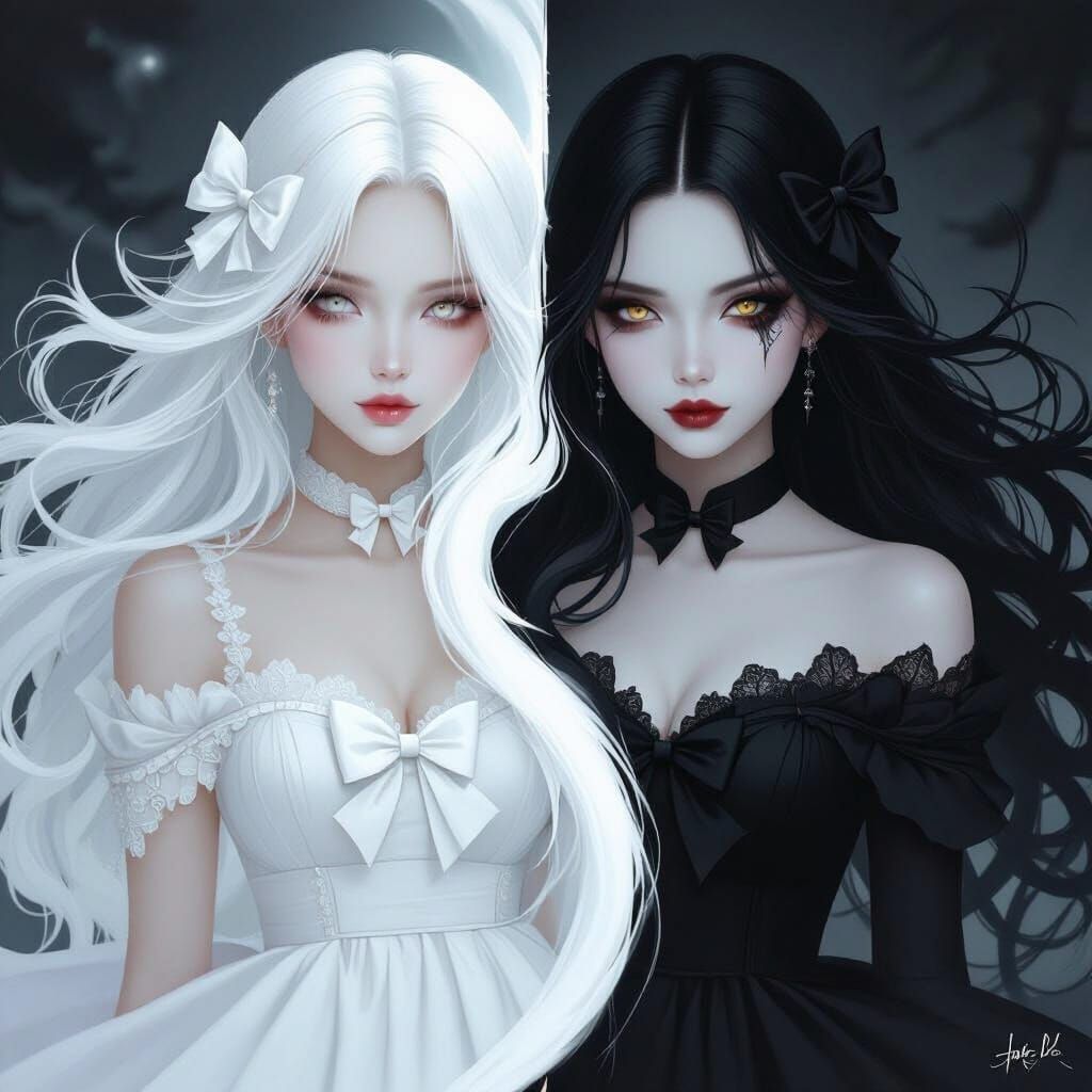 Halloween Yin Yang Twins: Ethereal Purity vs Mysterious Dark...