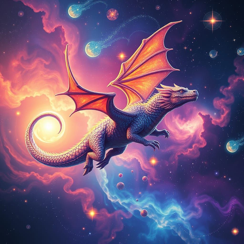 Celestial Dragon Soaring Through the Cosmos