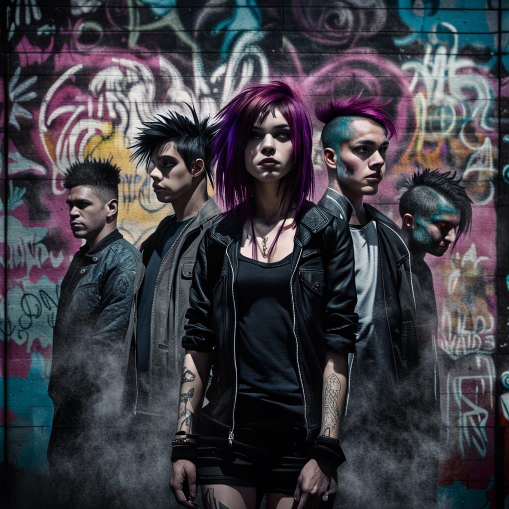 Magic Wielders in Shadows: Gothic-Punk Digital Art