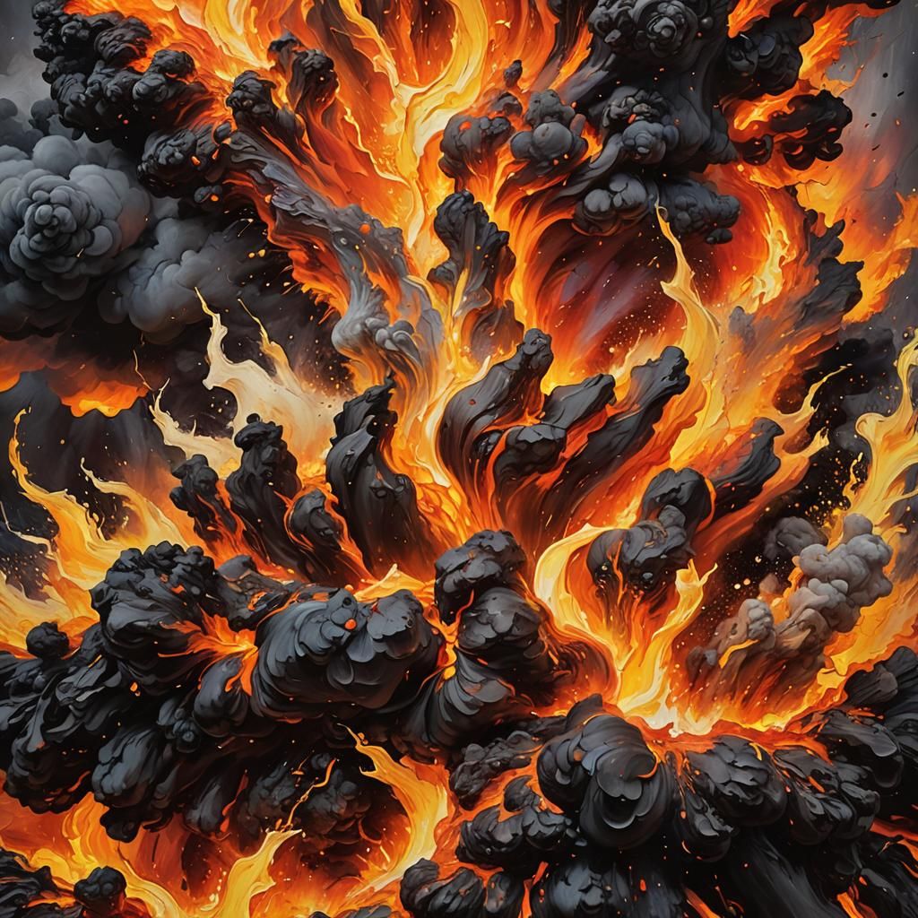 Volcanic "BOOM" in Surreal Abstract Expressionism