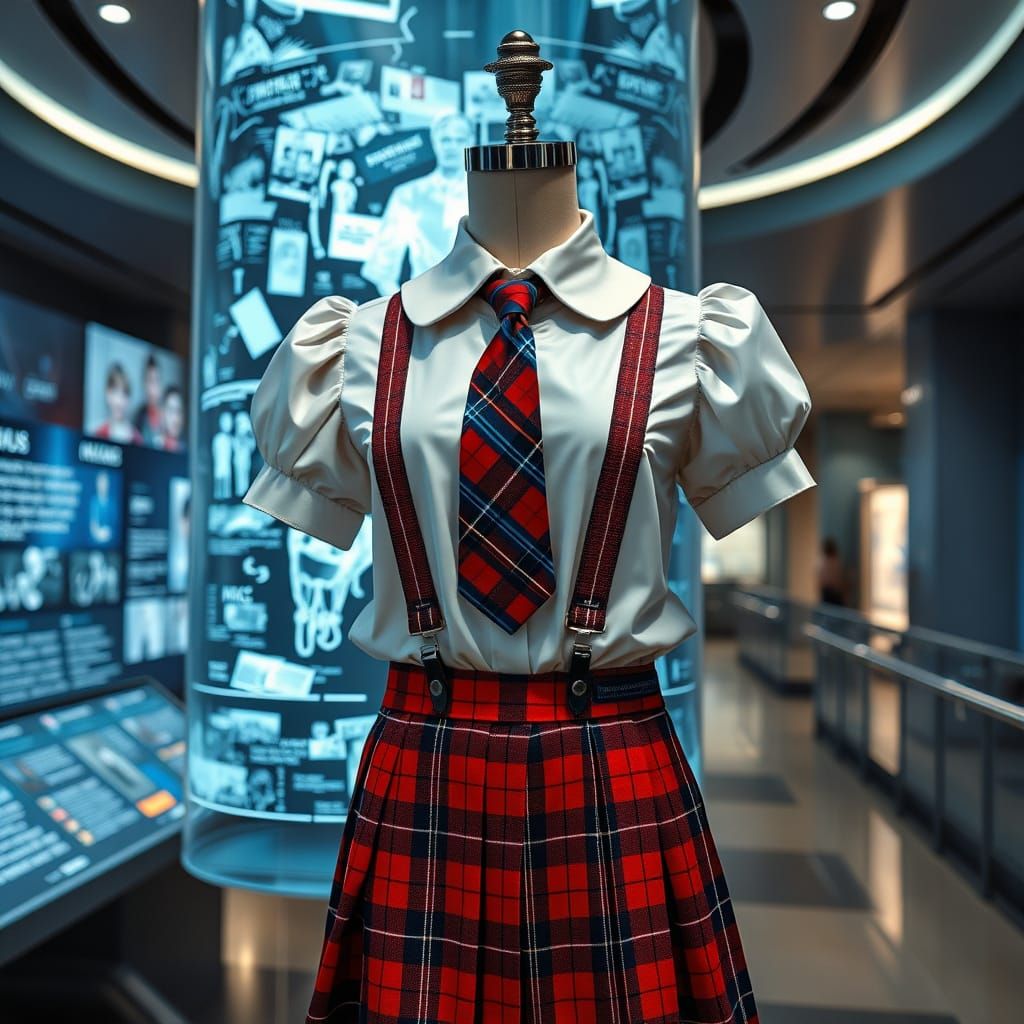 Chrome School Uniform in Futuristic Museum