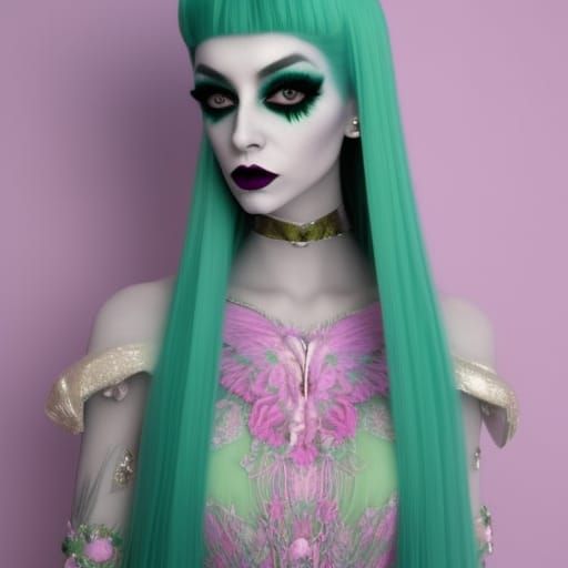 Pastel Goth Alien Portrait in Haute Couture