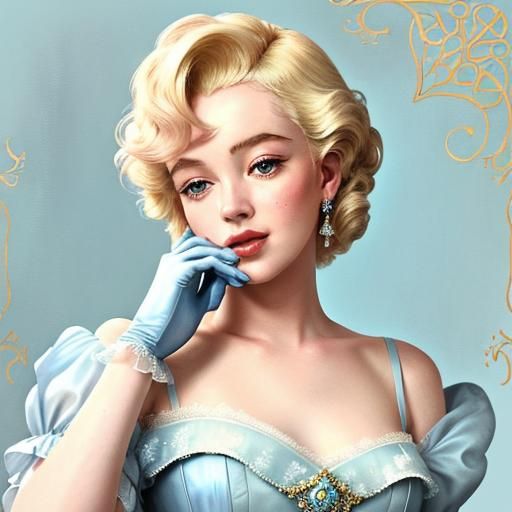 Regency Debutante: A Watercolor Art Nouveau Portrait