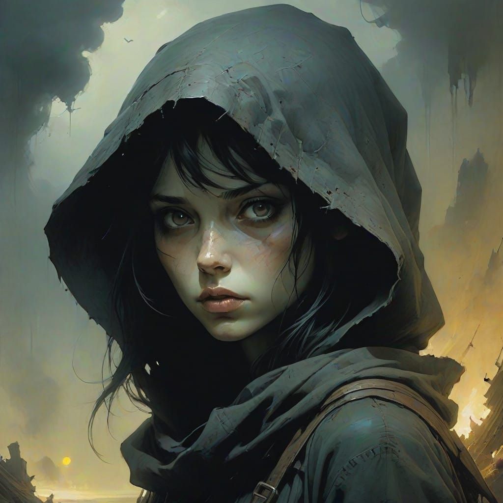 Mysterious Rogue in Dark Grey Dress