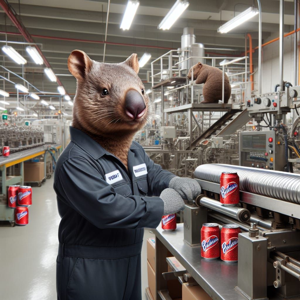 Wombat Working in a Soda Factory