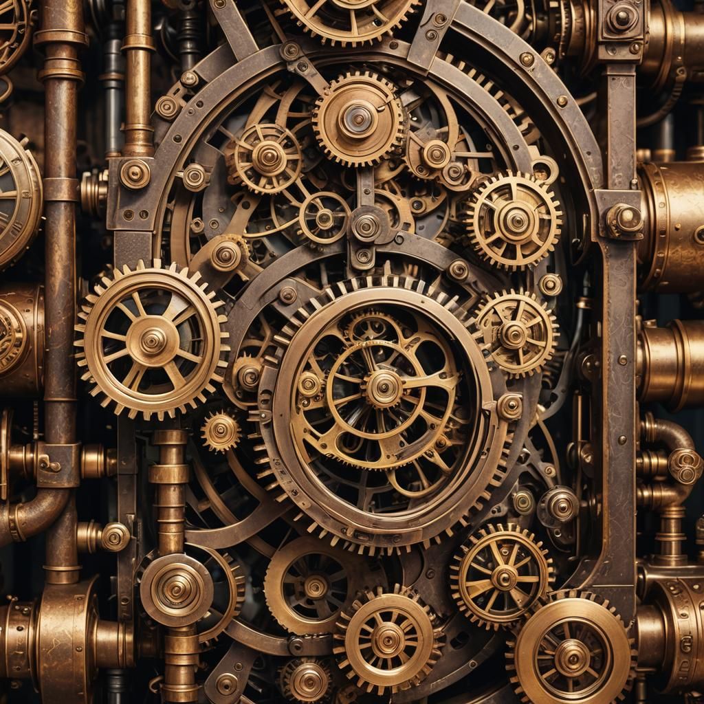 Ornate Steampunk Engine with Clockwork Mechanisms