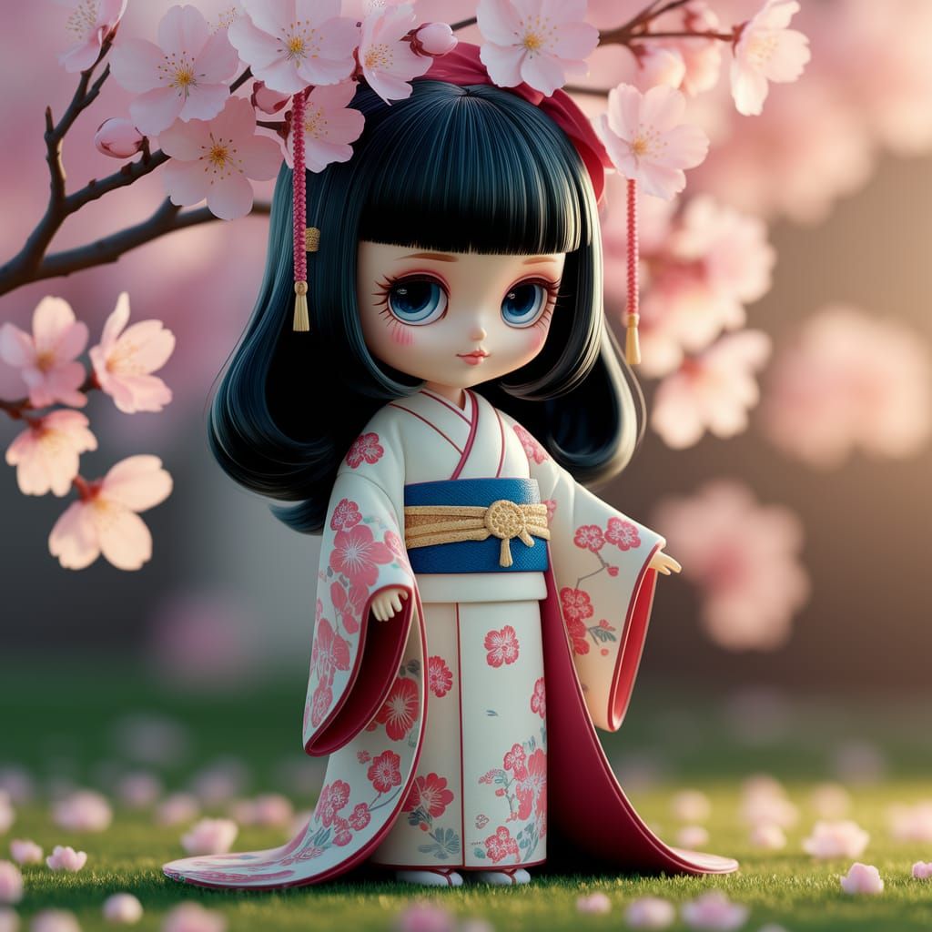 Kawaii Doll in Japanese Outfit, Manga Scan Art