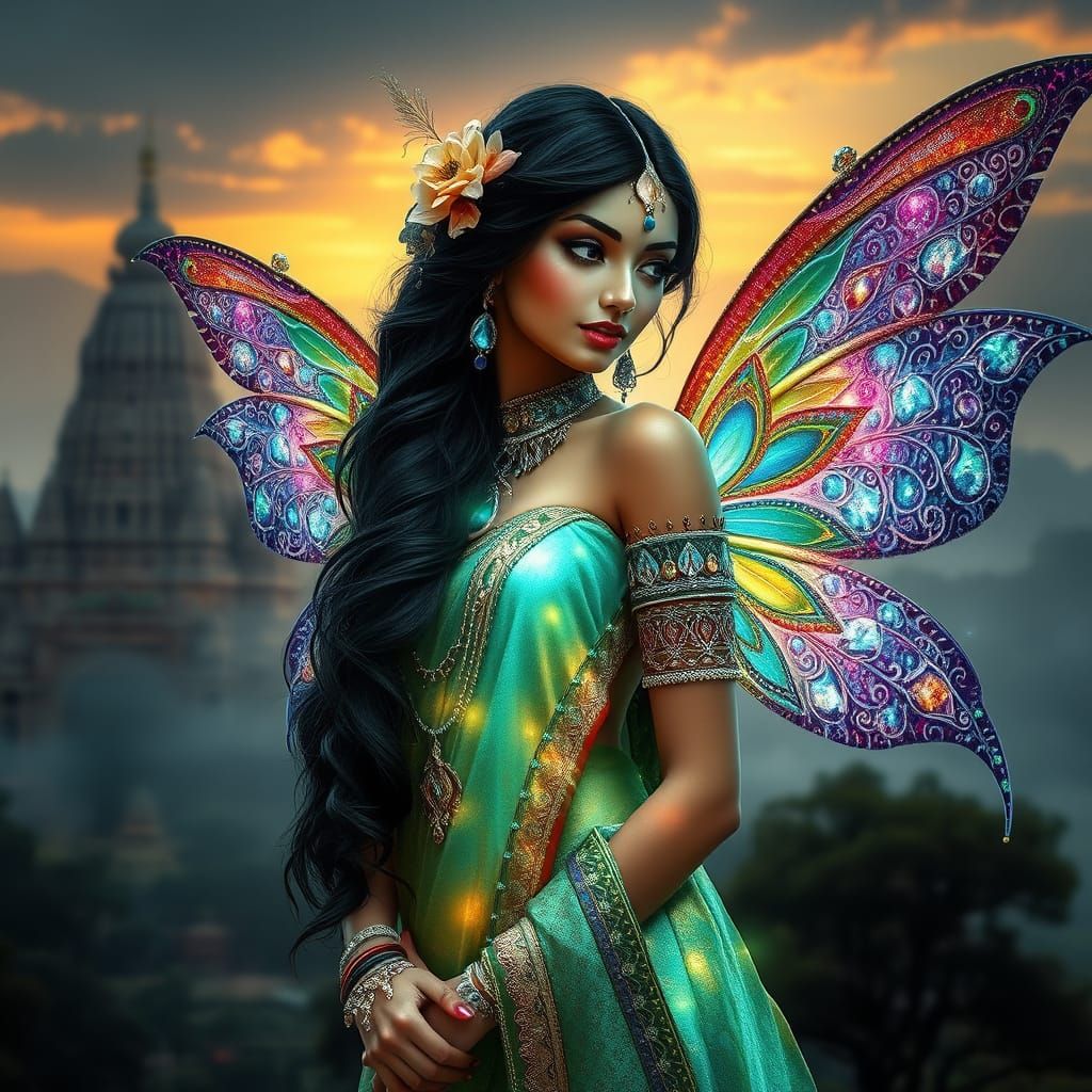 Ethereal Indian Fairy with Whimsical Realism