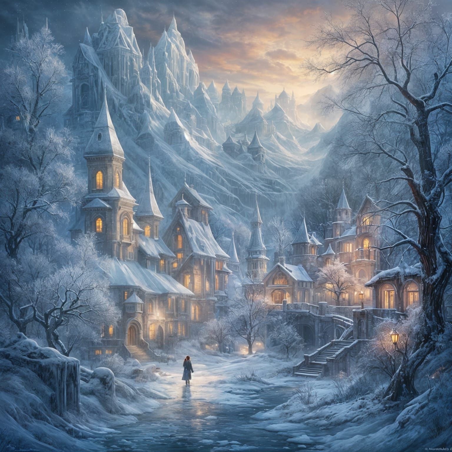 Frozen City of Dreams: Ethereal Fantasy Landscape