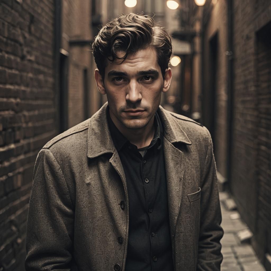 Film Noir Portrait in Sepia Tones