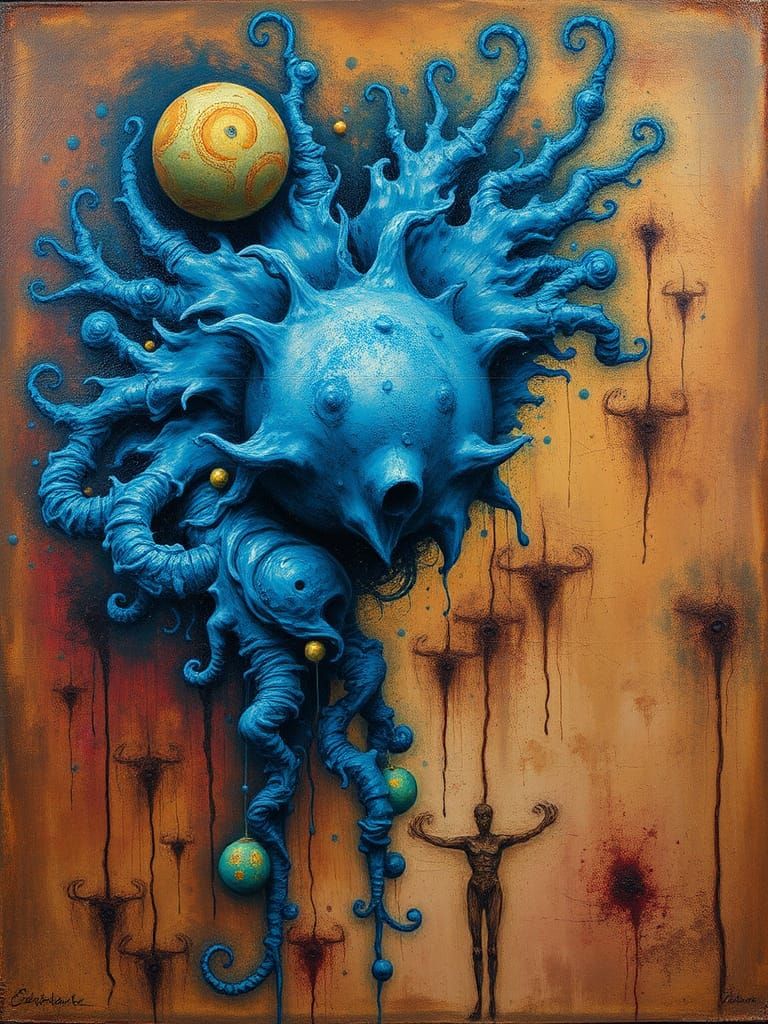 Surreal Blue Dust Dream Oil Painting