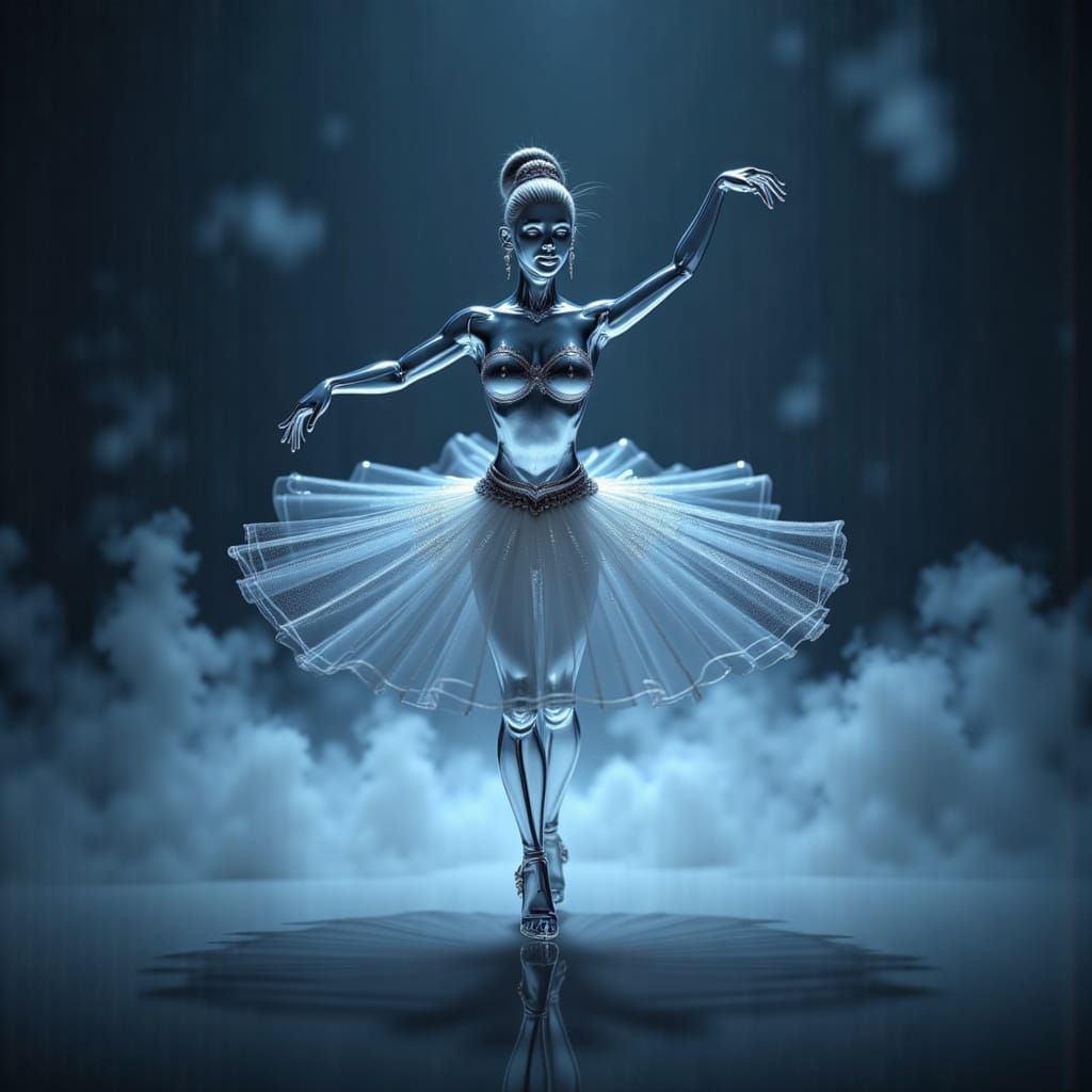 Glass Ballerina Micro Photography in Realistic Digital Art