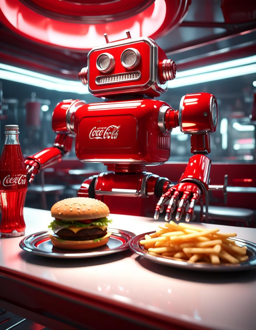 Vintage Robot Serves Fast Food in Sci-Fi Restaurant