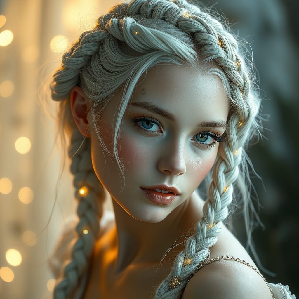 Ethereal Braided Hairstyle with Metallic Accents