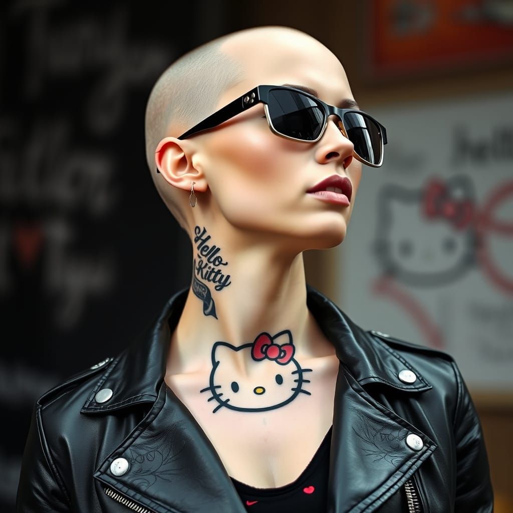 Punk Goddess with Hello Kitty Tattoo