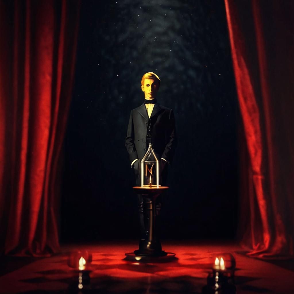 Dramatic Candle in Velvet Room, Expressionist Style