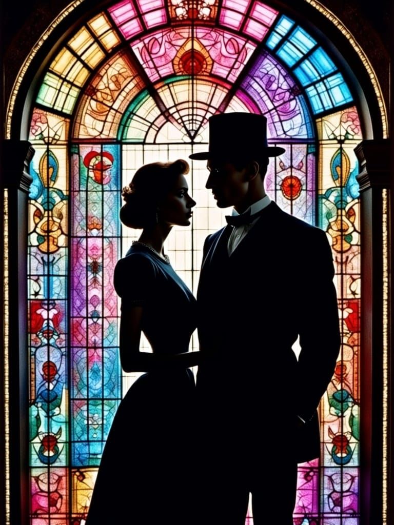 Bohemian Couple in German Expressionist Autochrome Style