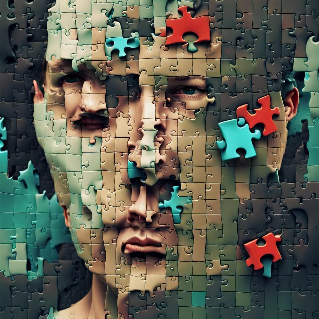 Fragmented Face: A Surreal Digital Collage