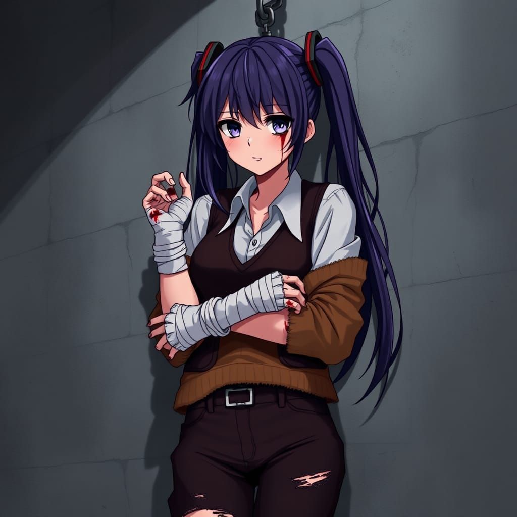 Dark Hatsune Miku in Anime Style