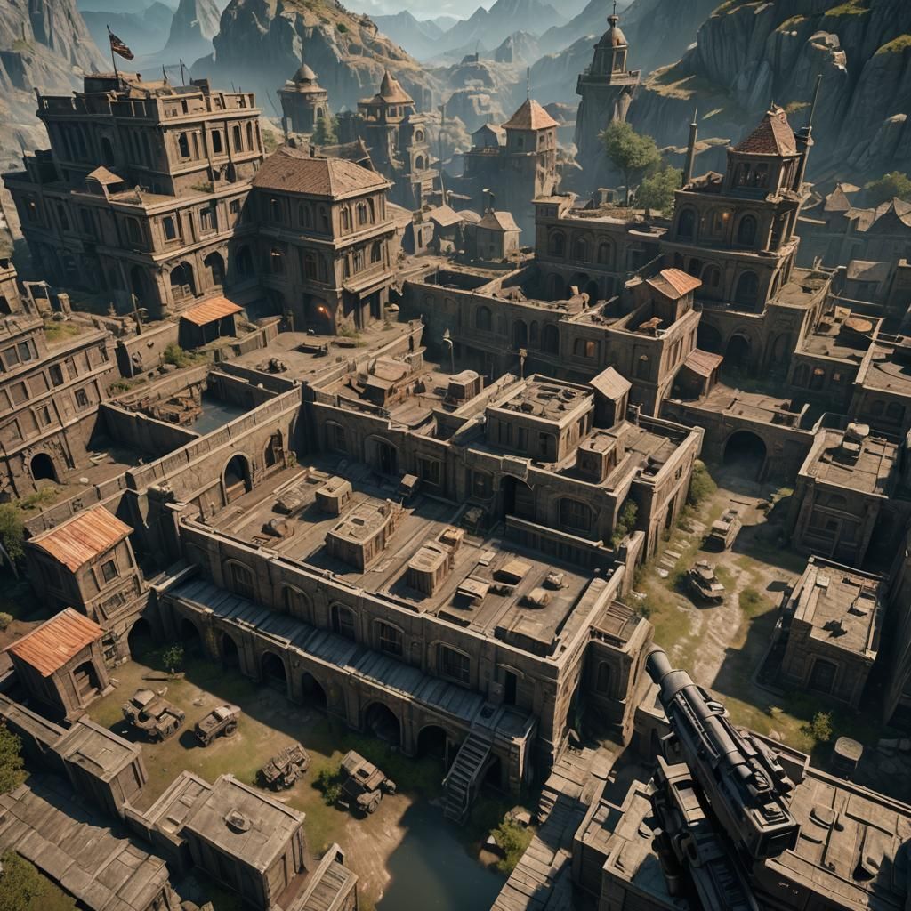 Call of Duty Combat Scene: Detailed Matte Painting