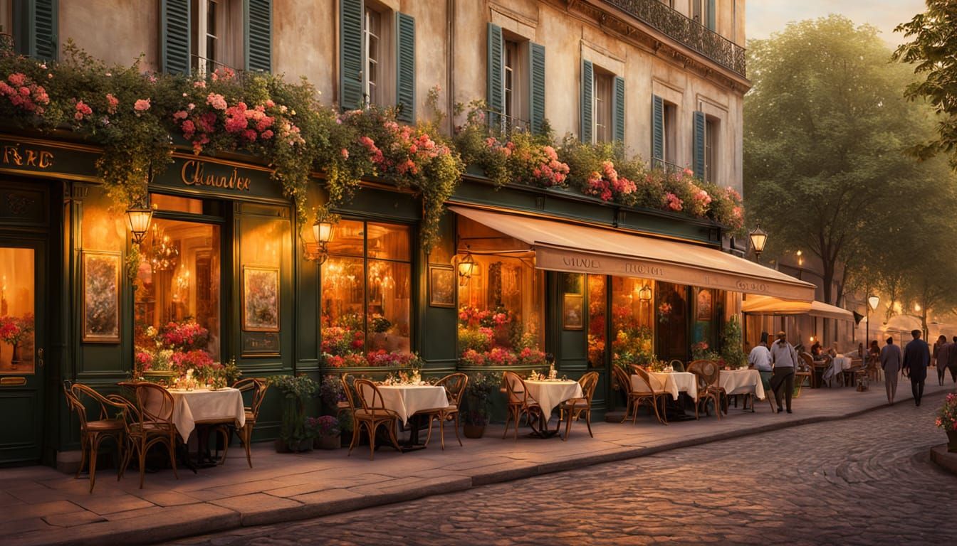 Elegant Parisian Bistro at Golden Hour