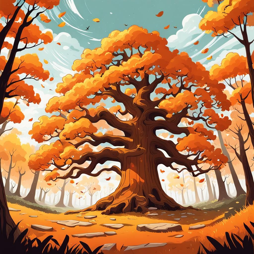 Autumn Forest Scene in Cartoon Style