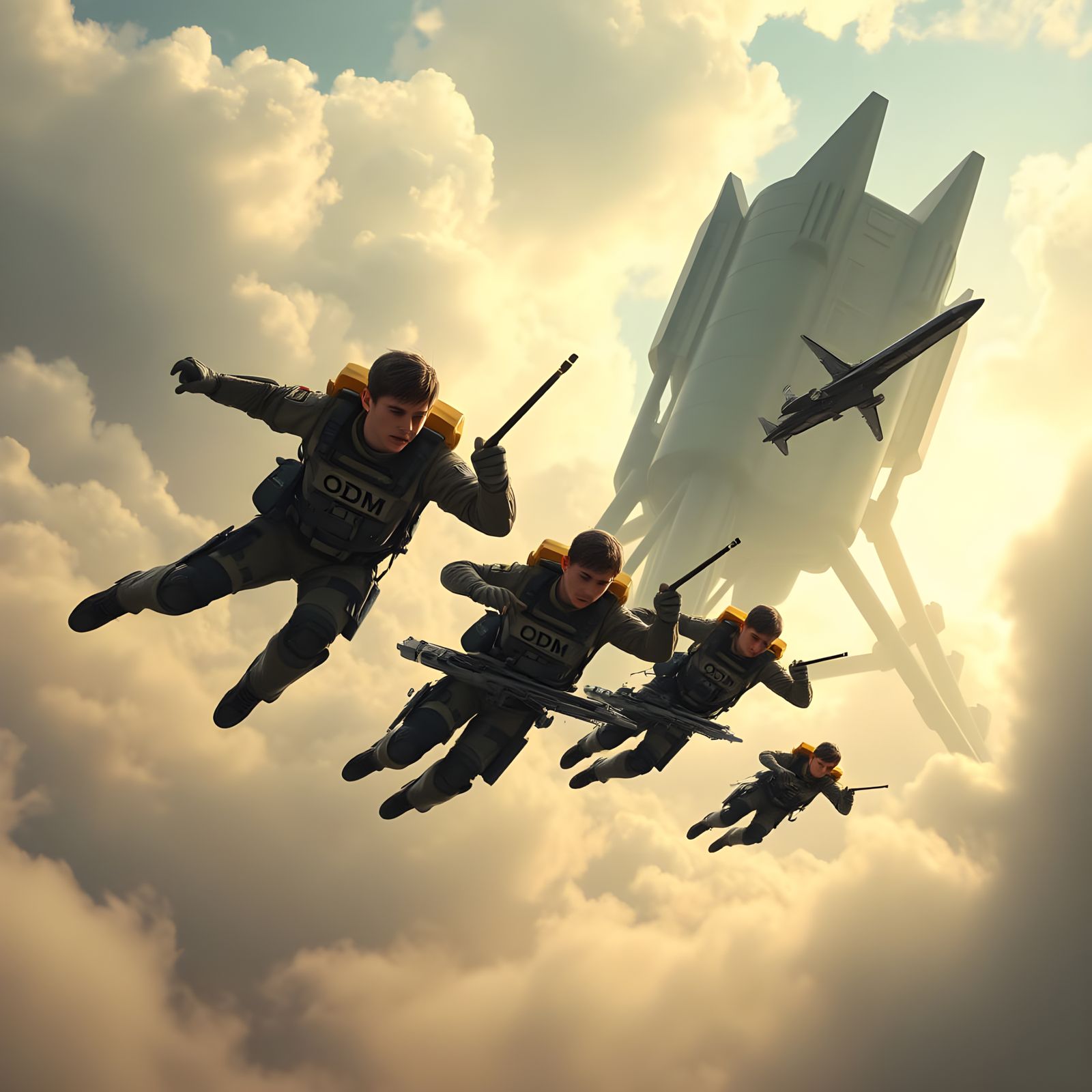 ODM Soldiers Soaring Towards Titan: Cinematic Wide Shot