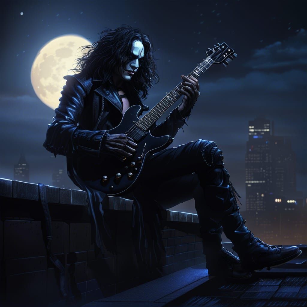 The Crow Plays Guitar: Dark Fantasy Art