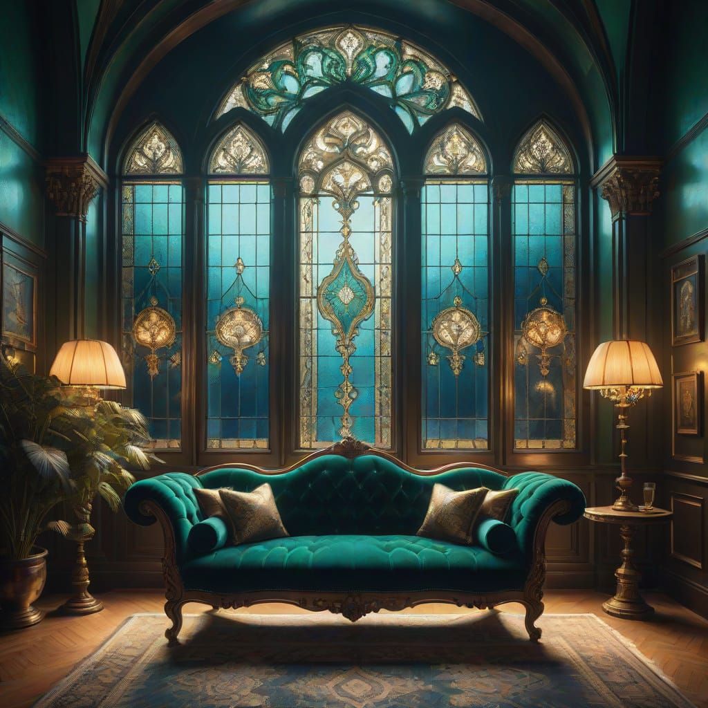 Elegant Victorian Oasis in Warm, Cinematic Glow
